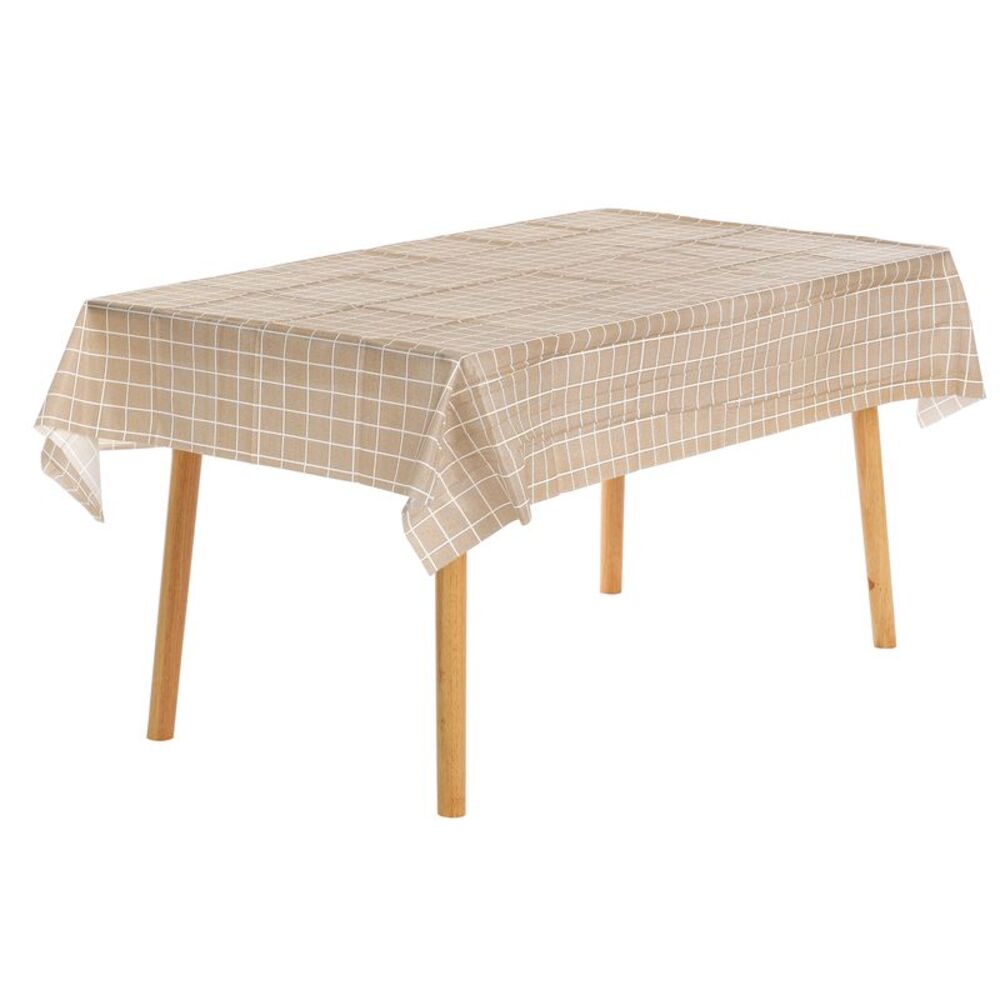 6pcs Rectangle Checkered Tablecloth Waterproof Table Cover 54x71inch Coffee
